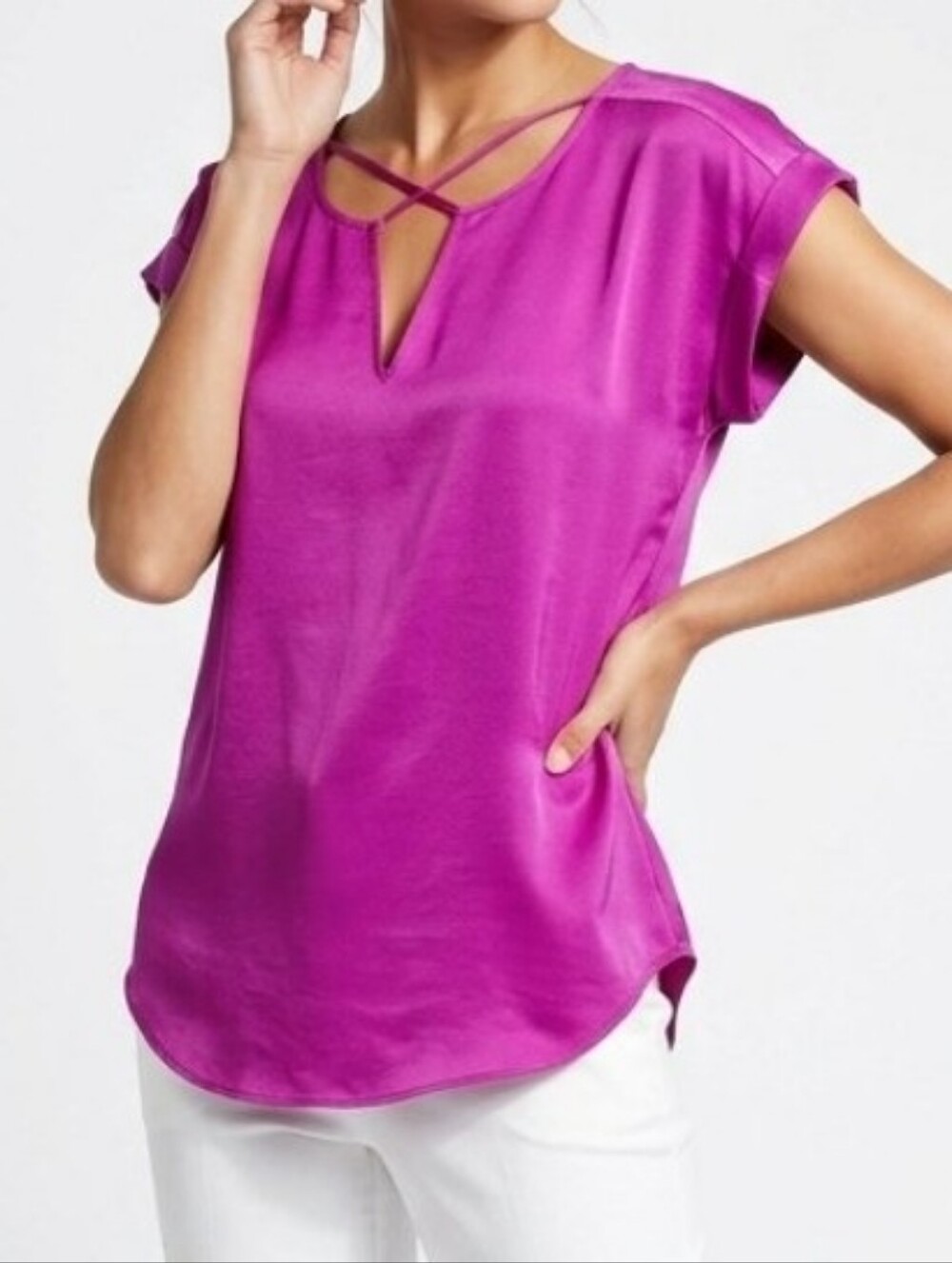 Express Women’s Magenta Pink Lightweight Top Summer Blouse Strappy S